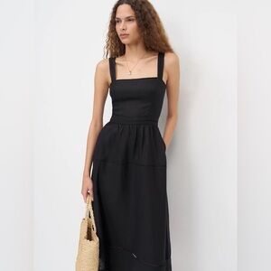NEW Reformation Everett Sleeveless Linen Embroidered Midi Dress | US 4 UK 8